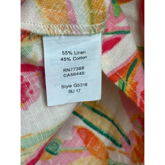 J Crew Womens Size 4 Floral Linen Blend Peplum Grandmacore Boho Top - Picture 2 of 5